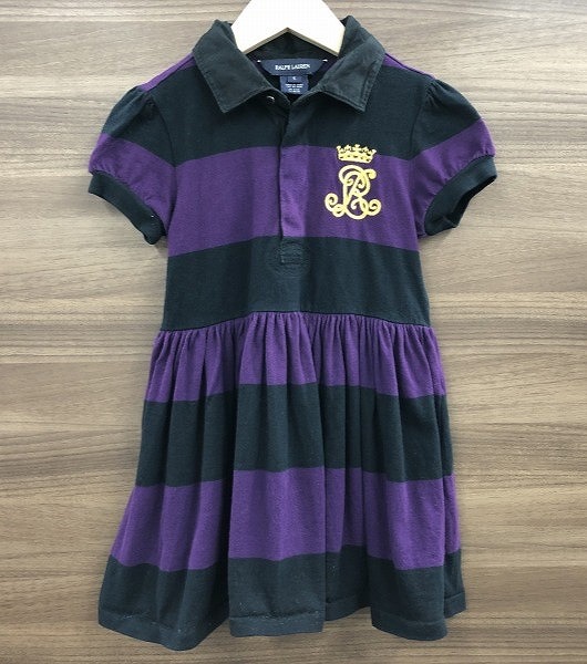【8/26限定値下】ポロラルフローレン　ストライプ　プリーツ　ワンピース　紫 8/26限定値下】ポロラルフローレン ストライプ プリーツ