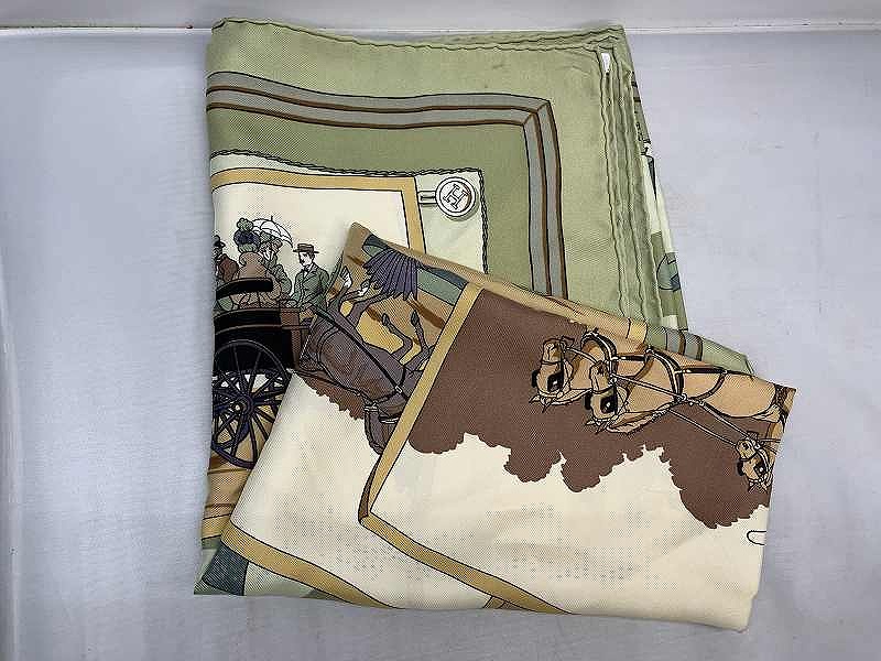 HERMES エルメス　プリーツスカーフchasse en inde Hermès Chasse en Inde Scarf - Vintage Lux
