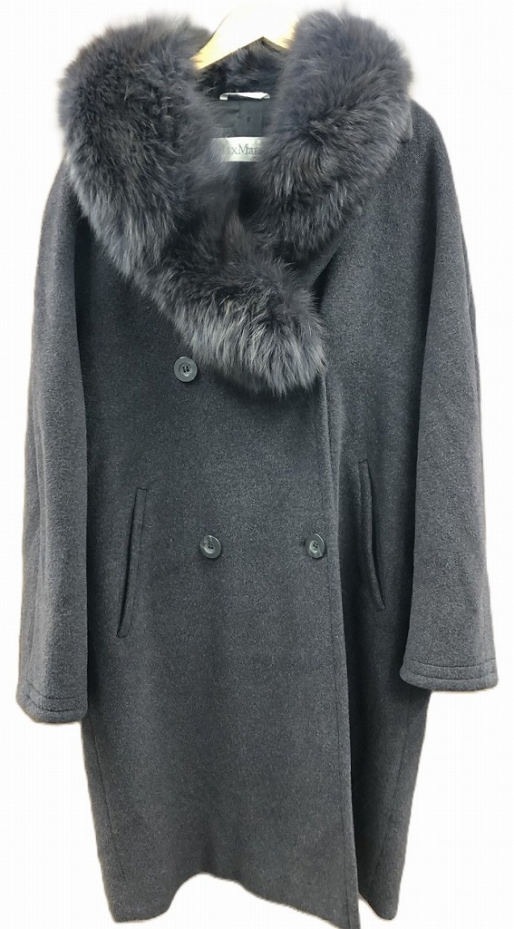 マックスマーラ 銀タグ ウールコート ショート サイズ40 フォックス