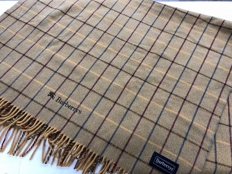 【新品】 バーバリーロンドン ひざ掛け ヘリンボーン柄 グレー x ネイビー 未使用品 BURBERRY LONDON バーバリーロンドン ウール