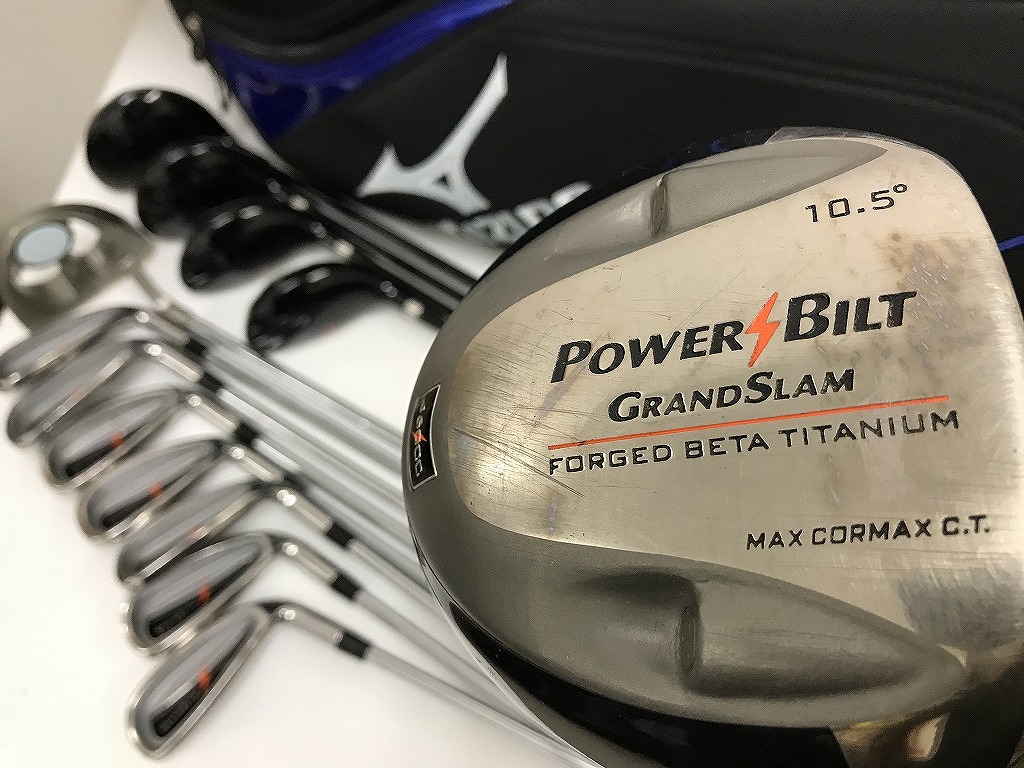 【継続期間押さえる大売り出し】力強さビルト POWER BILT GRANDSLAM 炭素（1W、3W、5W、3U、4U）スチール写真（5-9I、PW、SW、PT）成人男性メンズ右利き GOLFの愛らしさ 【中古】