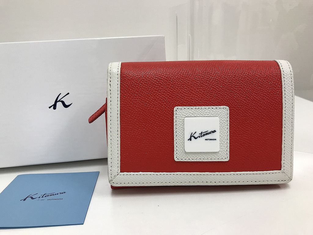 楽天市場】Kitamura(キタムラ ) がま口 三つ折り財布 オレンジ レザー