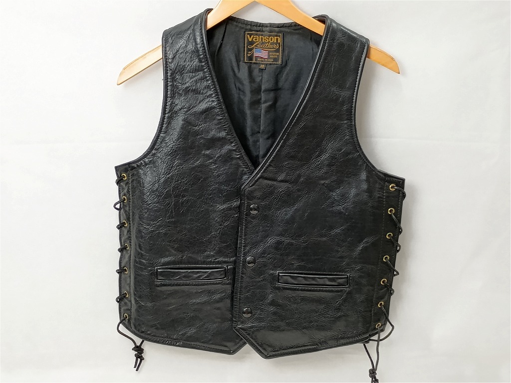 VANSON レザー ベスト ピンズ サイドレース ブラック VANSON レザー ベスト ピンズ サイドレース ブラック - メルカリ