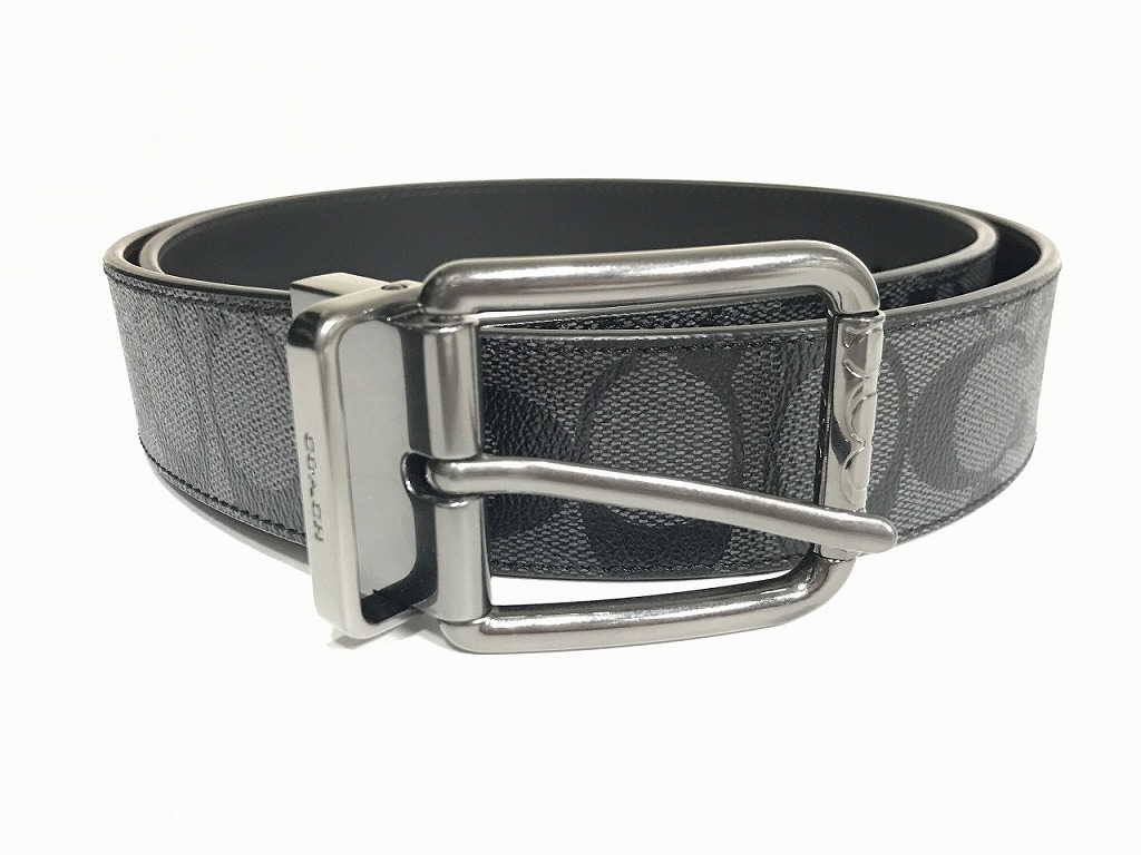 未使用 COACH コーチ シグネチャー レザーベルト ブラック COACH 国内発送 コーチ ベルト メンズ シグネチャー