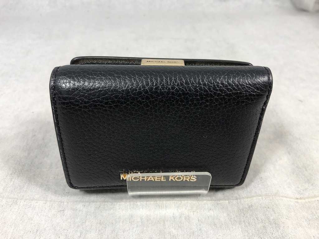 【期間限定セール】マイケルコース MICHAEL KORS 三つ折り財布 ブラック 【中古】