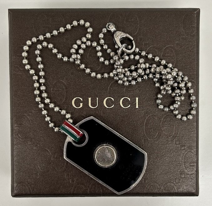 グッチ GUCCI ナンバー 8 ロゴ プレート ネックレストップ SV925 グッチ ] ナンバー8シルバープレートネックレス - G-2484