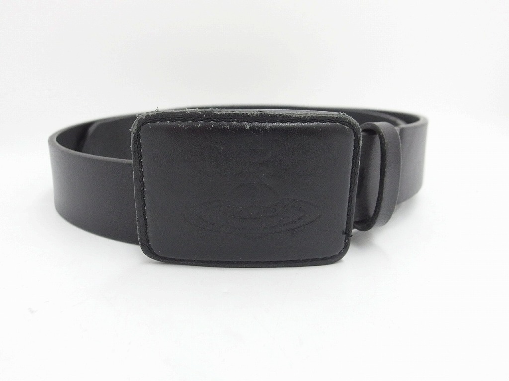 ヴィヴィアンウエストウッド　ベルト　オーブ金具　ブラック　レザー　ロゴ金具 LINE ORB BUCKLE ベルト(ブラック)（レディース）（1220951404