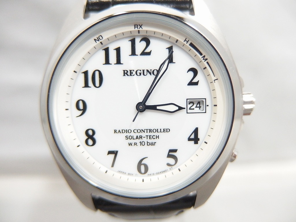 レグノ REGUNO 電波ソーラー アナログ腕時計 白(文字盤)・黒 KS3-115-20 【中古】