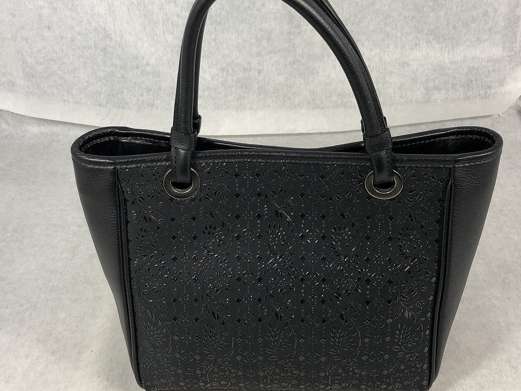 【全品ポイント10倍！】【期間限定セール】インデンヤ 印傳屋 ハンドバッグ ブラック 【中古】