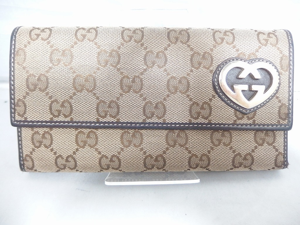 ✨GUCCI GG柄 ラブリーハート シマ レザー 長財布 251861 ✨GUCCI GG柄 ラブリーハート シマ レザー 長財布 251861
