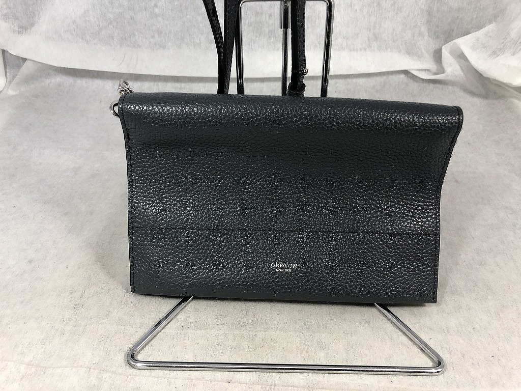 オロトン OROTON チェーン ショルダーウォレット グレー系 【中古】