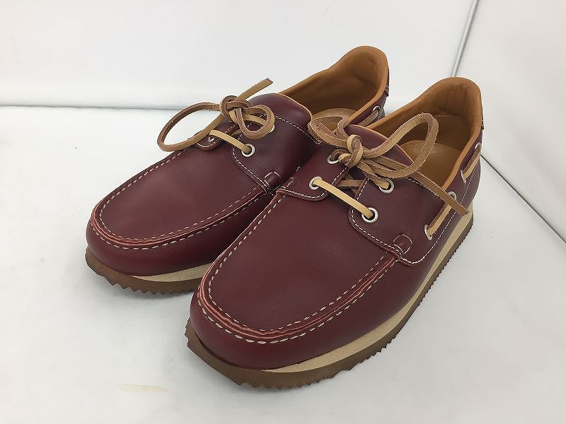 エルメス HERMES デッキシューズ/レザースニーカー 赤茶系 【中古】