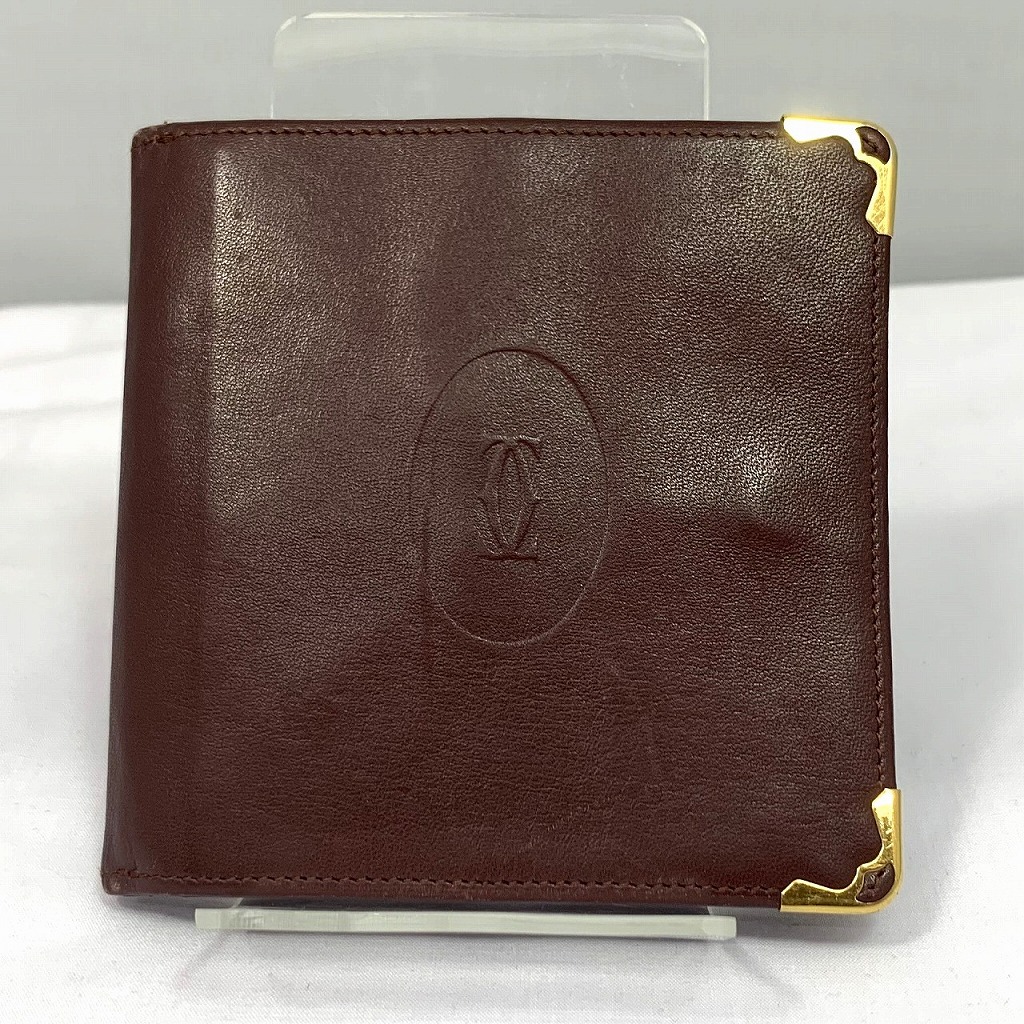 カルティエ Cartier マストライン 二つ折り財布 ボルドー系 【中古】
