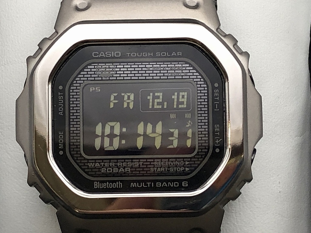 【継続期間押さえる大売り出し】カシオ CASIO G-SHOCK カスタム品 純然たる部分品嘱する しろがね色系 黒いこと系 GMW-B5000 【中古】