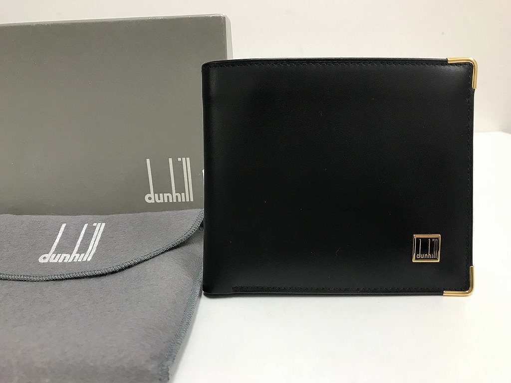 ダンヒル dunhill 美品 とことん極める！オトナ仕様の二つ折り財布  上品でエレガントなお洒落の魅力 カード・札入れ 小銭入れ無 【中古】