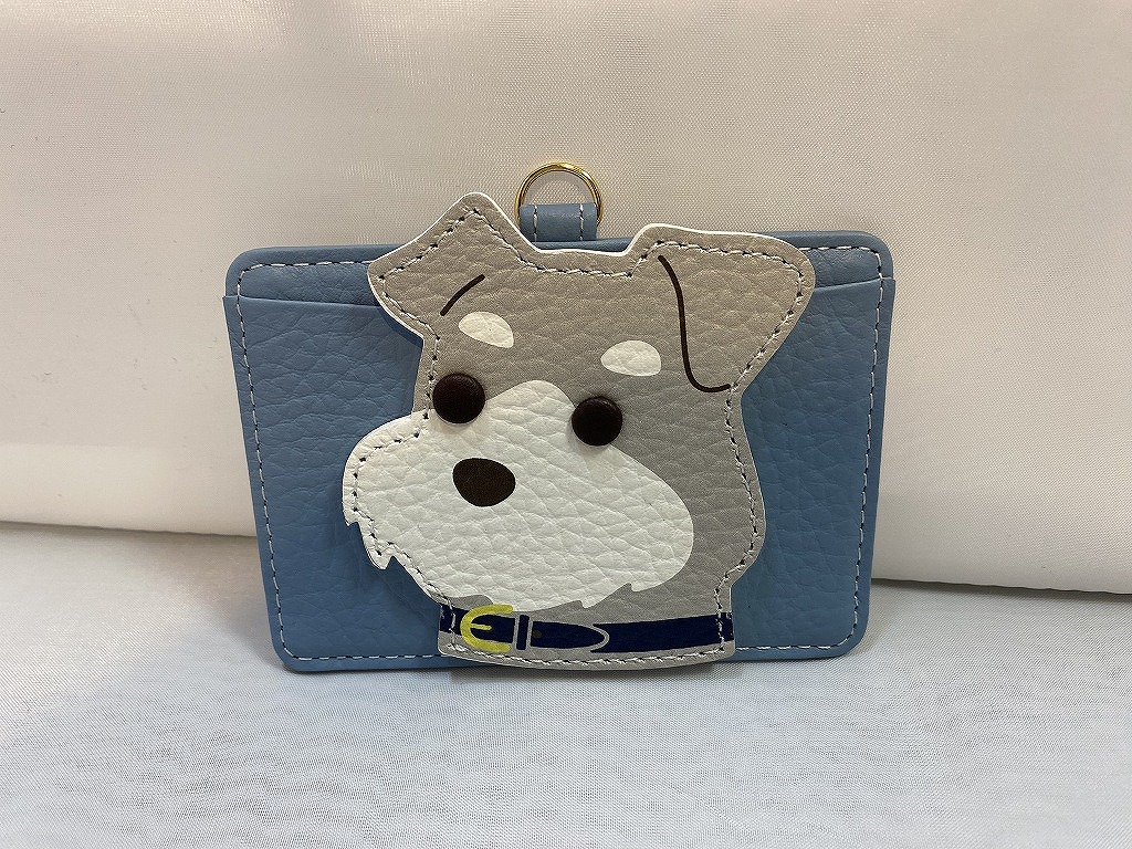 キタムラ Kitamura レザー パスケース 定期入れ IDケース Dカン付き 犬 ブルーグレー・犬 ミニチュアシュナウザー PH0713 84842 【中古】 6,424円