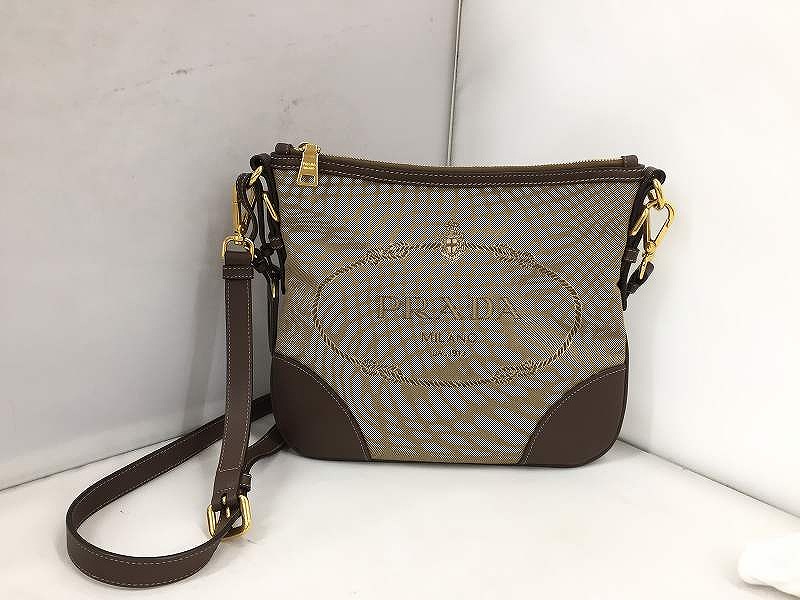 プラダ PRADA ジャガード ショルダーバッグ/ショルダーバッグ ベージュ系 BT867A 【中古】