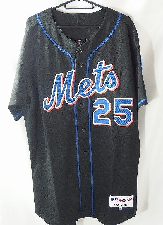 マジェスティック majestic ニューヨークメッツ 松井稼頭央 ユニフォーム 背番号25 サイズ44 黒 【中古】