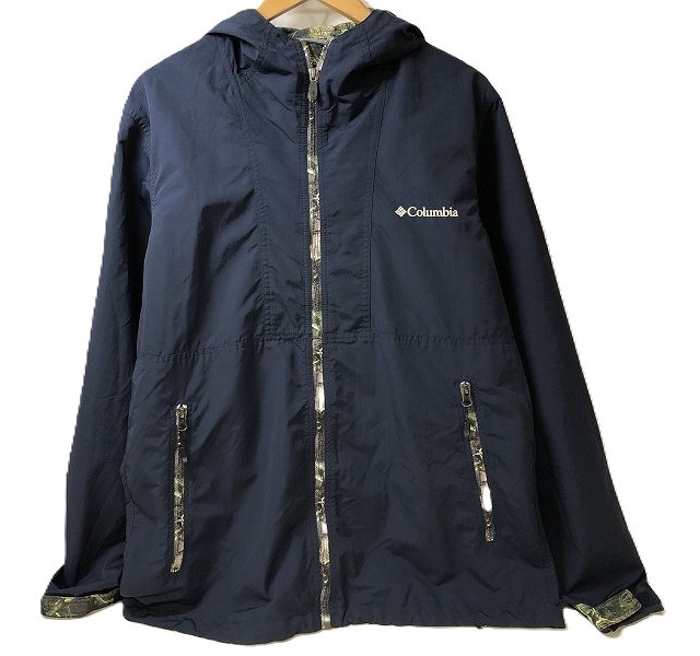 コロンビア Columbia 【並品】ヘイゼンハンティングパターンドジャケット ネイビー 総柄 PM3911 【中古】