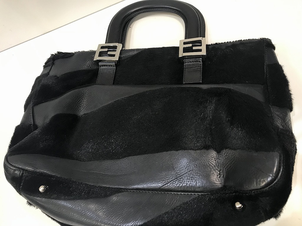 【4/4(土)20時～全品ポイント10倍！要エントリー】フェンディ FENDI ハラコ ハンドバッグ レザー 【中古】