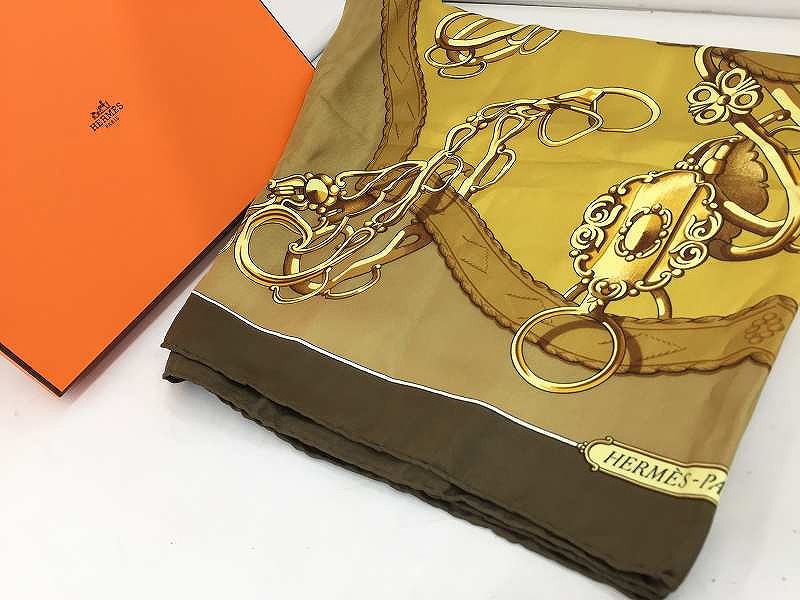 【4/4(土)20時～全品ポイント10倍！要エントリー】エルメス HERMES カレ90 Lift Profile / スカーフ グリーン系 【中古】