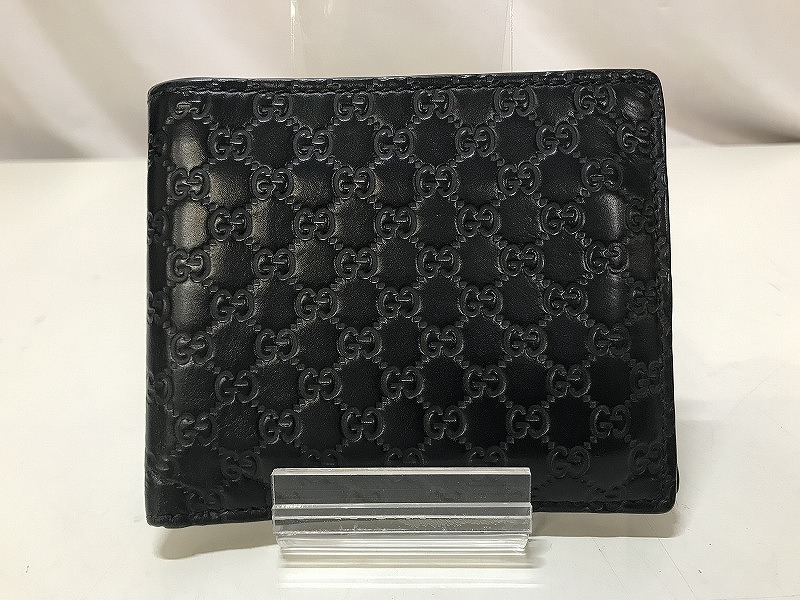 グッチ GUCCI 二つ折り財布 ネイビー系 総柄 544472 【中古】