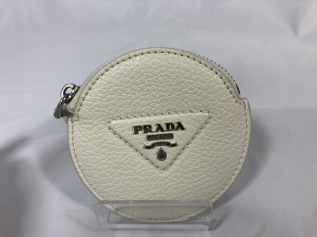 プラダ PRADA サフィアーノ トライアングル コインケース ホワイト 1MM006 【中古】