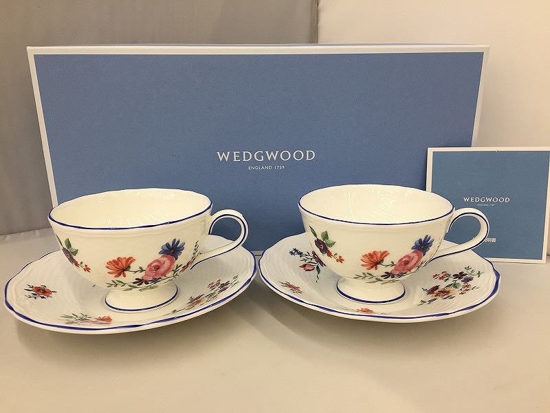 ウェッジウッド WEDGWOOD タフェッタフラワー 紅茶優勝杯＆ソーサーペア 【中古】