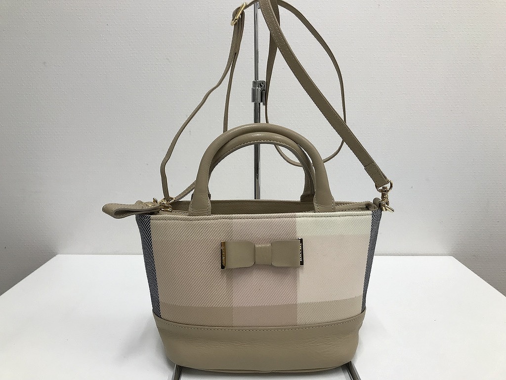 青碧下げ札 クレストブリッジ BLUE LABEL CRESTBRIDGE キュンかわ！読み合わせる ミニミニハンドバッグ 肩先 小さめ鞄 【中古】