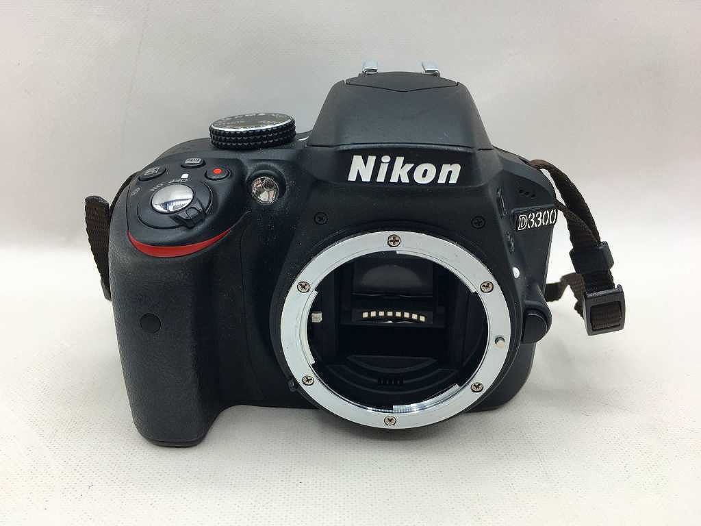 ニコン Nikon デジタル一眼二眼レフ写真機 D3300 18-55 VR II 水晶体一揃いの道具 黒いこと 【中古】