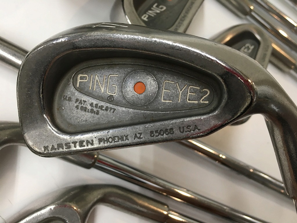 ピン PING 【並品】右用アイアン仕掛ける８本（4-9、W,S）オレンジ色点点  FLEX：- EYE2 【中古】