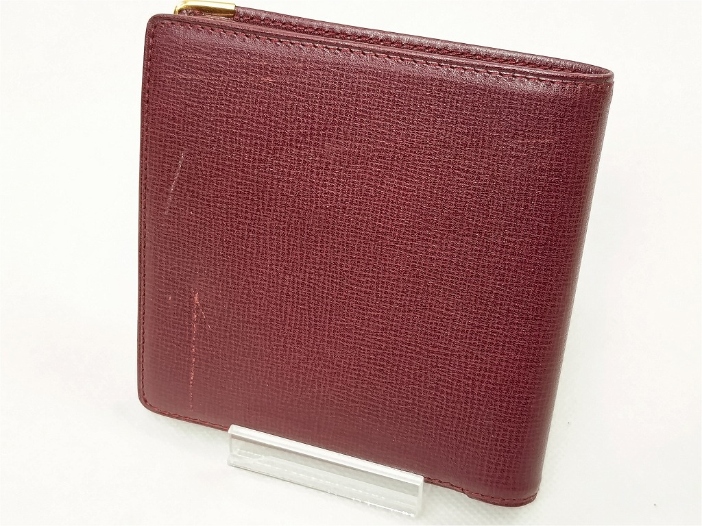 カルティエ Cartier 二つ折り紙入れ ぶどう酒 【中古】