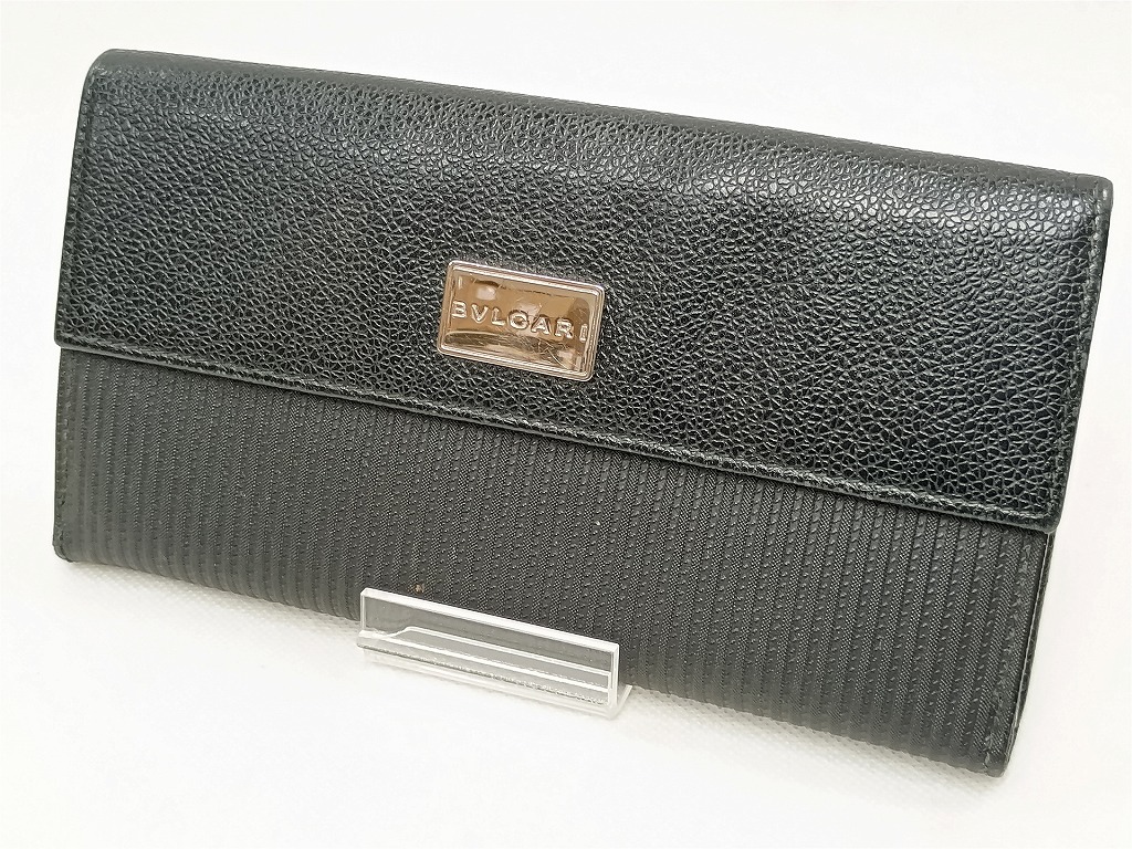 ブル小峡谷 BVLGARI 長紙入れ 黒いこと 【中古】
