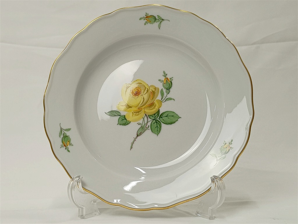 マイセン Meissen Meissen Yellow Rose and Naturally Weed Plate 20cm 【中古】