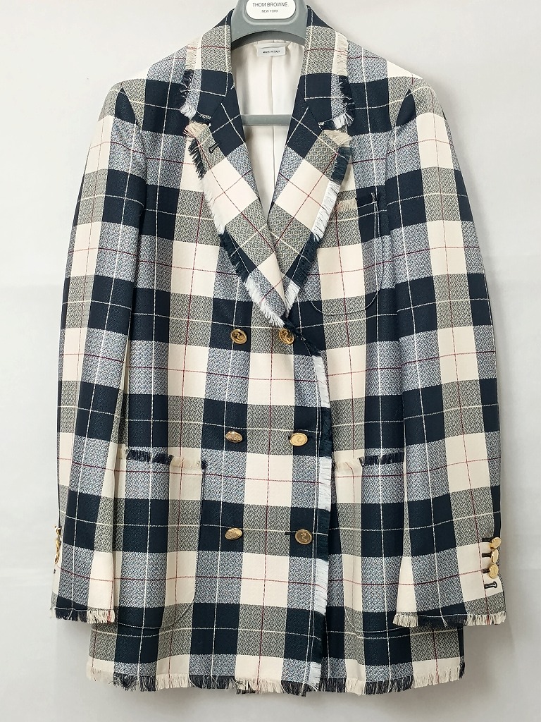 トムブラウン THOM BROWNE チェックダブルジャケット サイズ40 【中古】