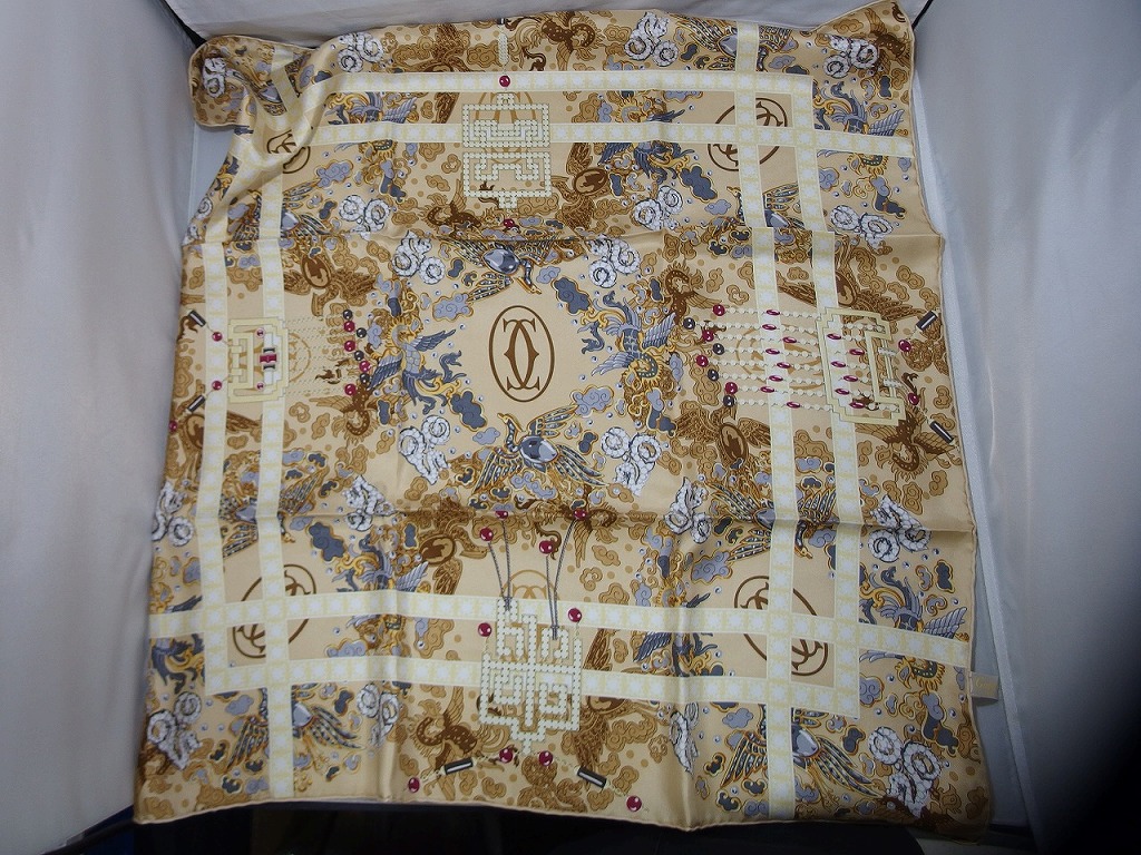 楽天市場】カルティエ マハラジャ 象 宝石 スカーフ ベージュ マルチ