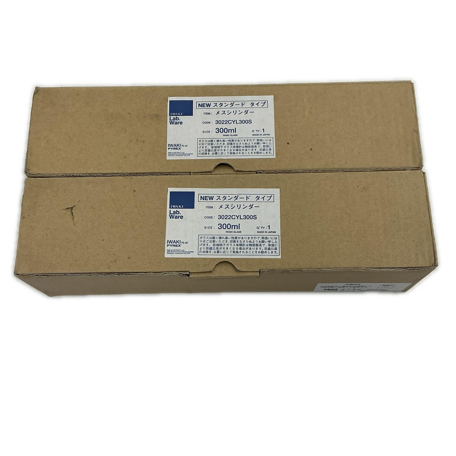 iwaki iwaki 日用雑貨 3022cyl300s IWAKI メスシリンダー 300ml 2個おまとめ【中古】