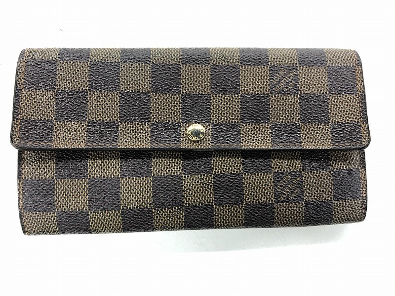 ルイヴィトン LOUIS VUITTON ダミエ ポルトモネ・カルト・クレティ 長財布 ブラウン M61724 【中古】