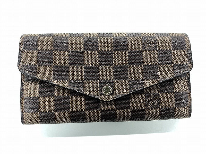 ルイヴィトン LOUIS VUITTON ポルトフォイユ・サラ ダミエキャンバス 長紙入れ 赤銅色 さくら色 M60114 【中古】