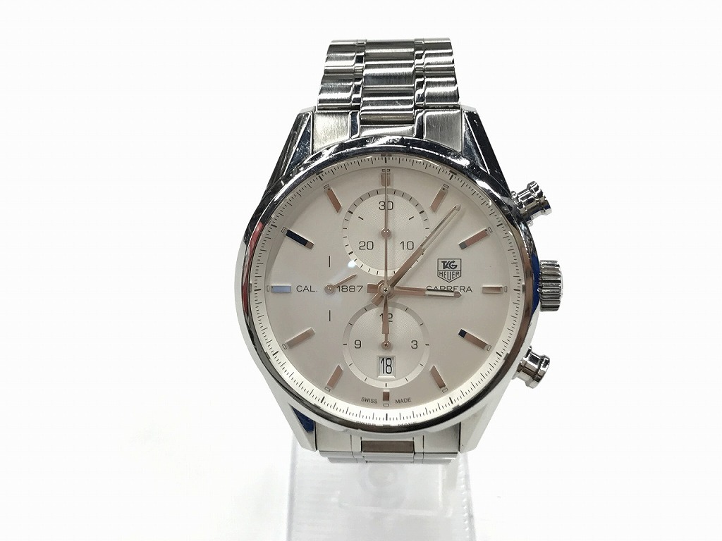 【7/19(日)20時~全品ポイント10倍!要エントリー】タグホイヤー TAG HEUER CARRERA クロノグラフ キャリバー 自動巻き メンズウォッチ シルバー ホワイト CAR2111 BA0720 【中古】|ワットマン店