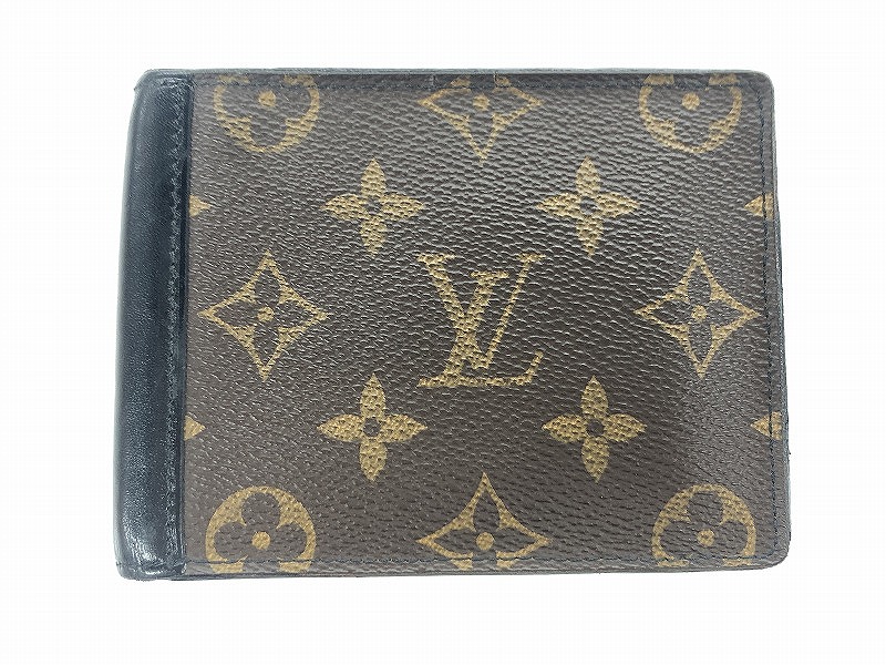 ルイヴィトン LOUIS VUITTON モノグラム マカサー 二つ折り財布 ブラウン ブラック M60411 【中古】
