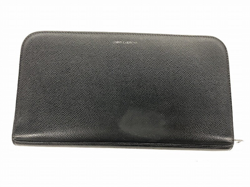サンローラン SAINT LAURENT ラウンドファスナーウォレット レザーウォレット 長財布 ブラック GNC328558・1114 【中古】