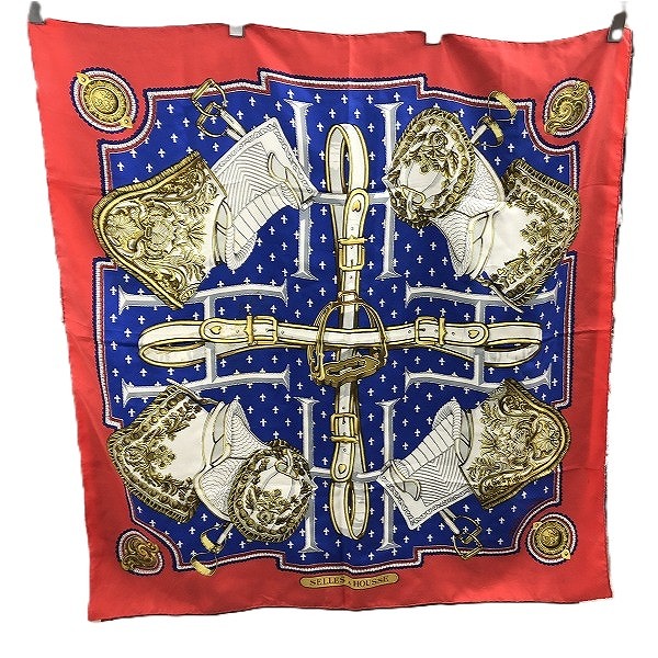 エルメス HERMES シルクスカーフ カレ90 SELLES A HOUSSE 【中古】