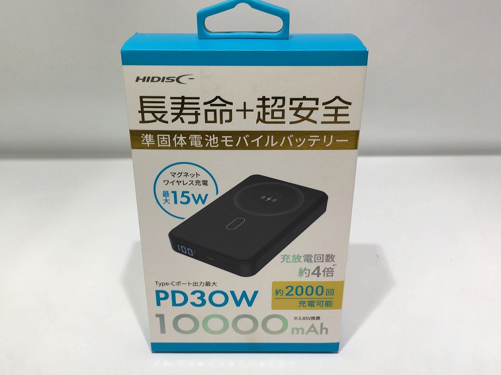【未使用】 ハイディスクジキケンキュウジョ HIDISC磁気研究所 HIDISC磁気研究所 モバイルバッテリー HD4-SSMBTC30W10DSBK