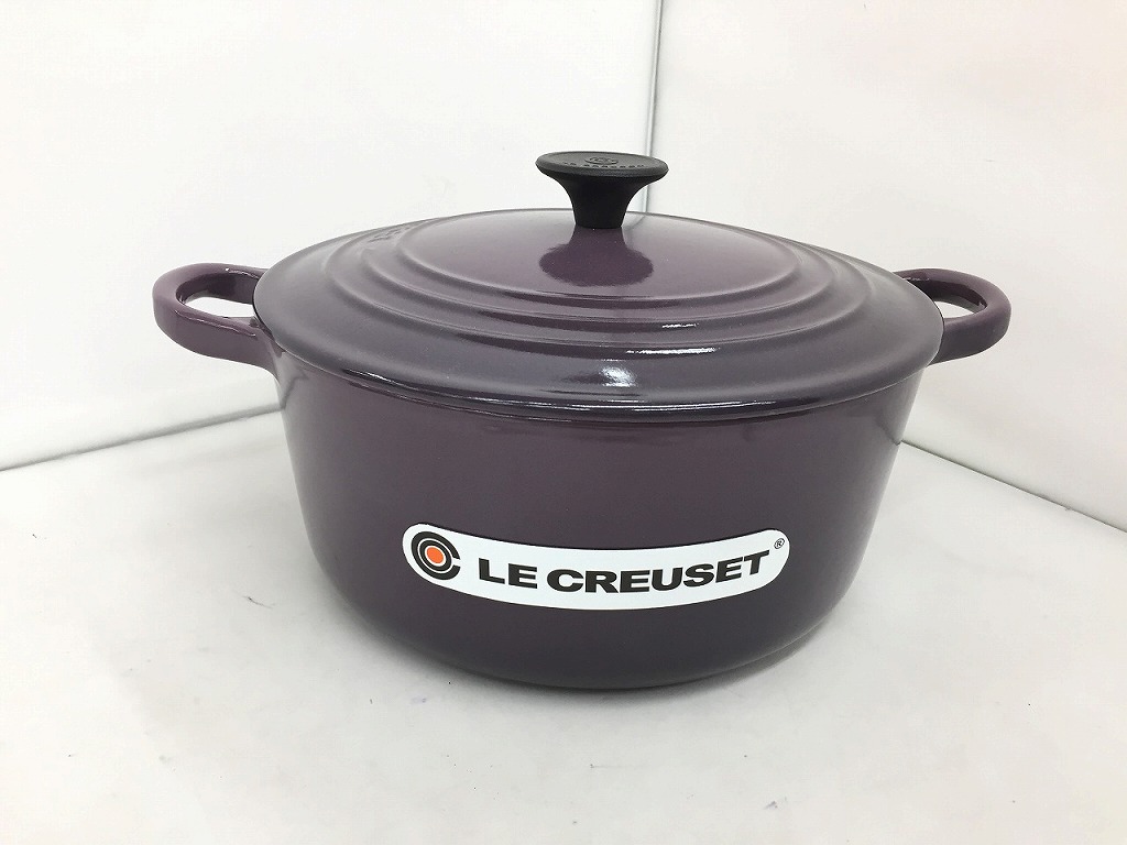 【全品ポイント10倍！】【期間限定セール】ル・クルーゼ LE CREUSET ココットロンド 22ｃｍ 3.3? / 両手鍋 パープル 【中古】