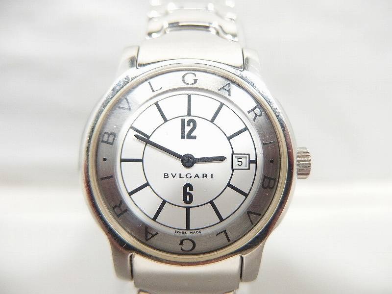 【継続期間制限事項大売り出し】ブル小峡谷 BVLGARI ソロペース アナログウオッチ 銀・白 ST29S 【中古】