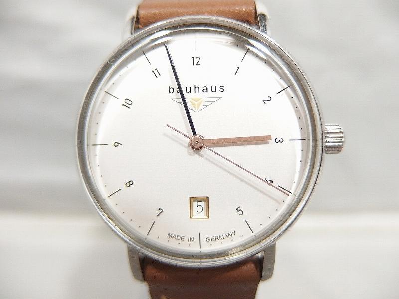 BAUHAUS 水晶ウオッチ 赤銅色・白・銀 2141-1QZ 【中古】