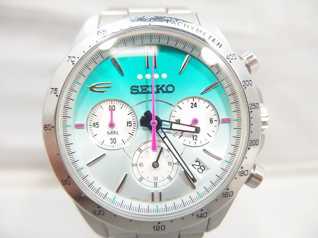 【継続期間押さえる大売り出し】セイコー SEIKO 5000本押さえる E5系はやぶさ10周年祝する御覧になる クロノグラフ アナログウオッチ 銀・緑等 8T63-00R0 【中古】