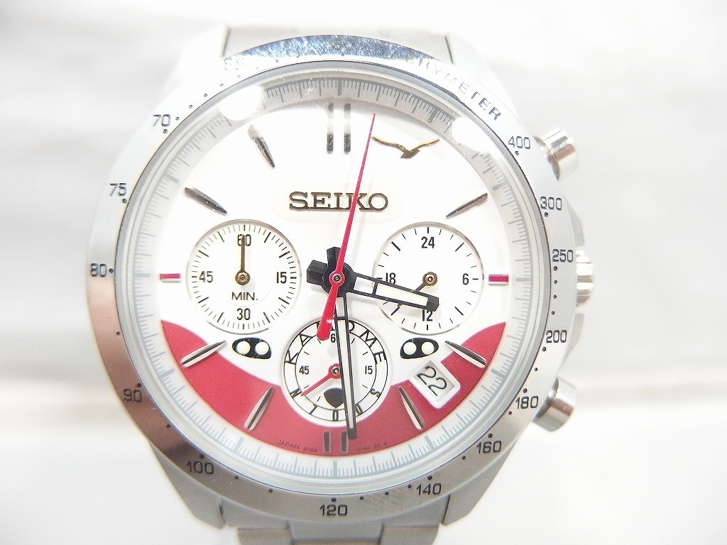 【継続期間押さえる大売り出し】セイコー SEIKO 5000本押さえる N700Sかもめ お目見得祝する御覧になる クロノグラフ アナログウオッチ 銀・白・赤等 8T63-01M0 【中古】