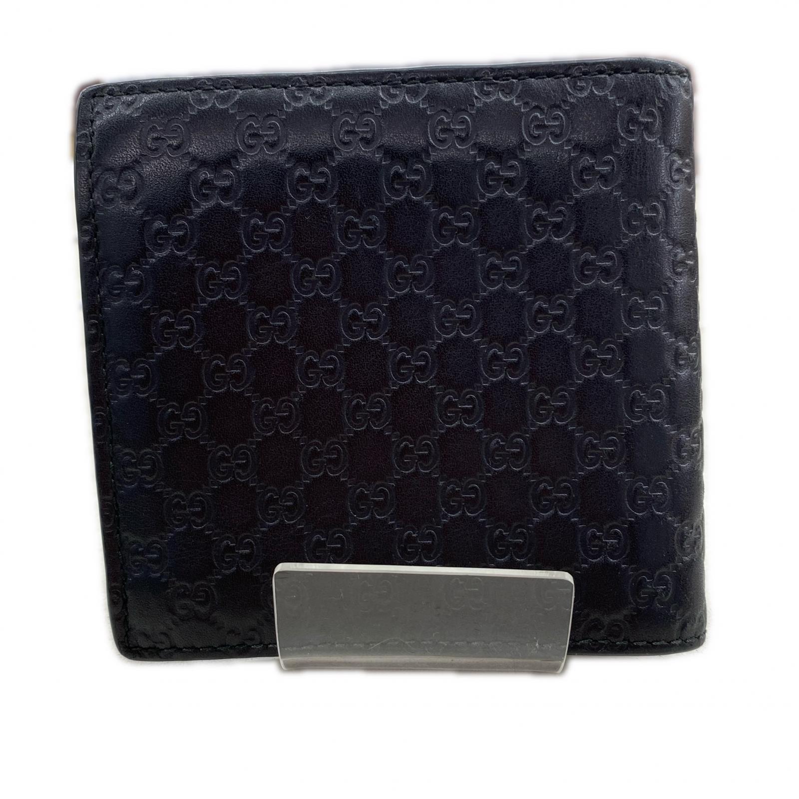 【全品ポイント10倍!要エントリー】【期間限定セール】グッチ GUCCI GGシグネチャー マイクロシマ メンズ 二つ折り財布 150413 ブラック【中古】|ワットマン店
